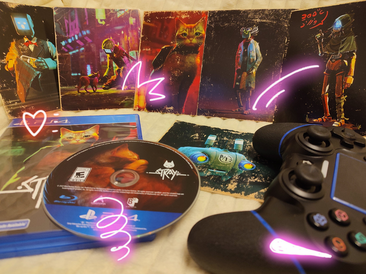 Фото сделано мной. Игра из моей личной коллекции. Публикация фото преследует в информационные цели. Не является рекламой, все приобрел за свои деньги и ничего не получил взамен. Это лишь демонстрация своей личной коллекции. Игра "Stray", 2020г., разработчик BlueTwelve Studio, издатель Annapurna Interactive