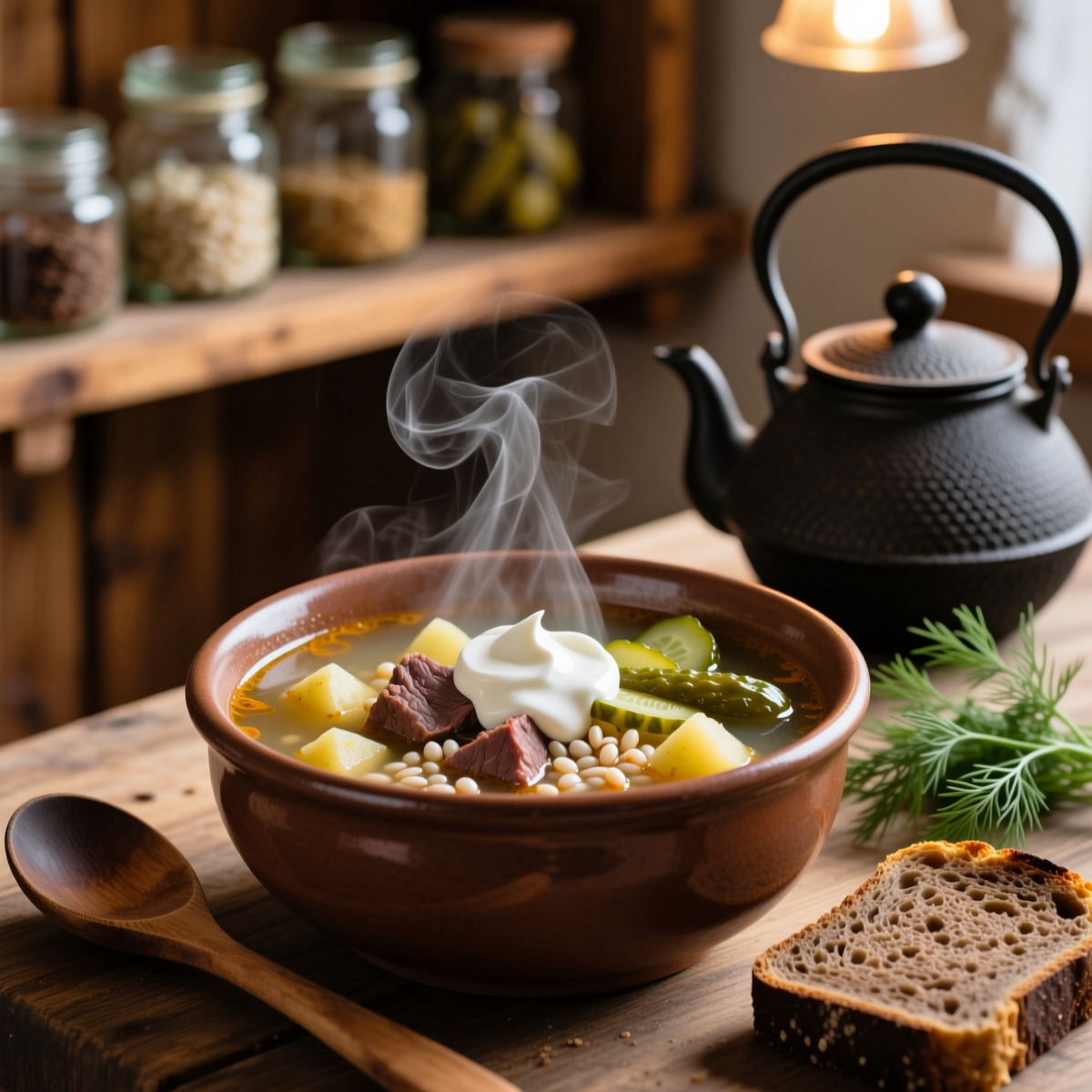 Если вы думаете, что рассольник — это «просто кислый суп с огурцами», вы сильно недооцениваете это блюдо. 