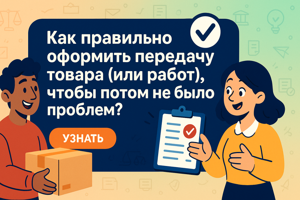    Как правильно оформить передачу товара (или работ), чтобы потом не было проблем?