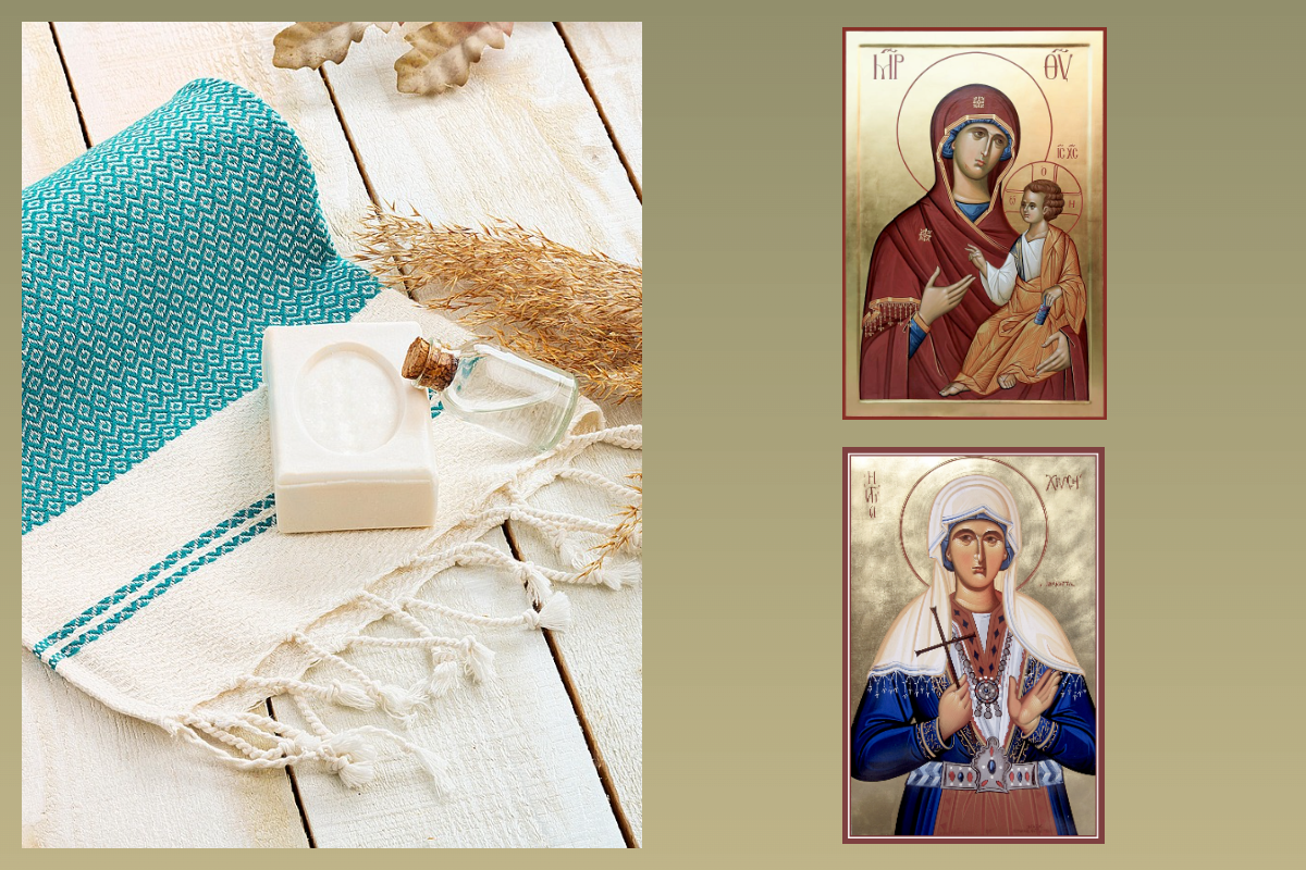 Икона Богородицы Иверская, Мч. Злата Могленская, полотенце/pixabay.com