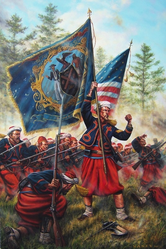 Нью-йоркские зуавы северян, период Гражданской войны в США.

Художник: Dan Nance