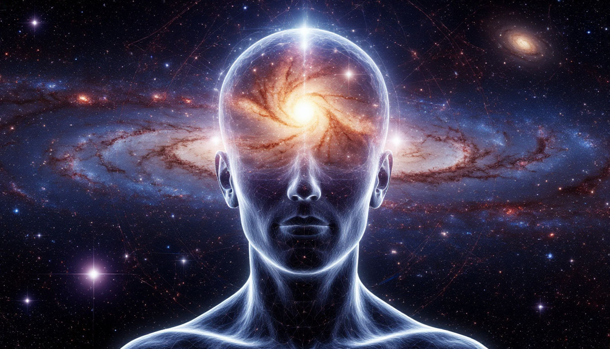 Космический разум, из сияющих нейронных связей которого рождаются и материализуются галактики, звёзды и физические законы, наглядно показывая, что сознание — архитектор реальности.