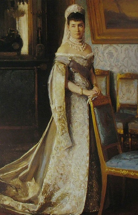 Репродукция картины Эмиль О.Визель. Императрица Мария Фёдоровна в бриллиантовом ожерелье. 