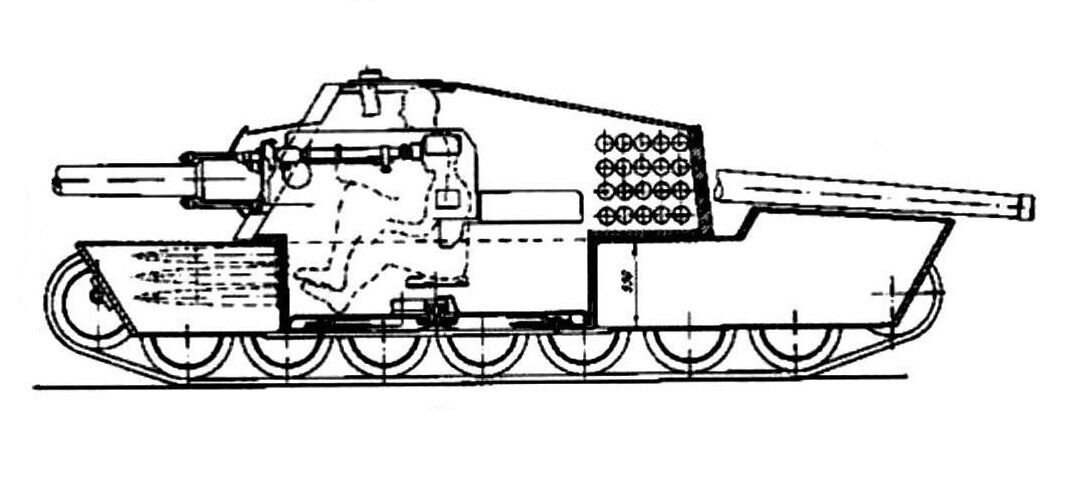 Танк ЛТГ в разрезе. На схеме показаны только два члена экипажа, но вообще их должно было быть четыре
