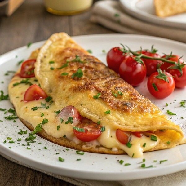 Омлет с запечёнными помидорами и сыром, очень вкусно и полезно!