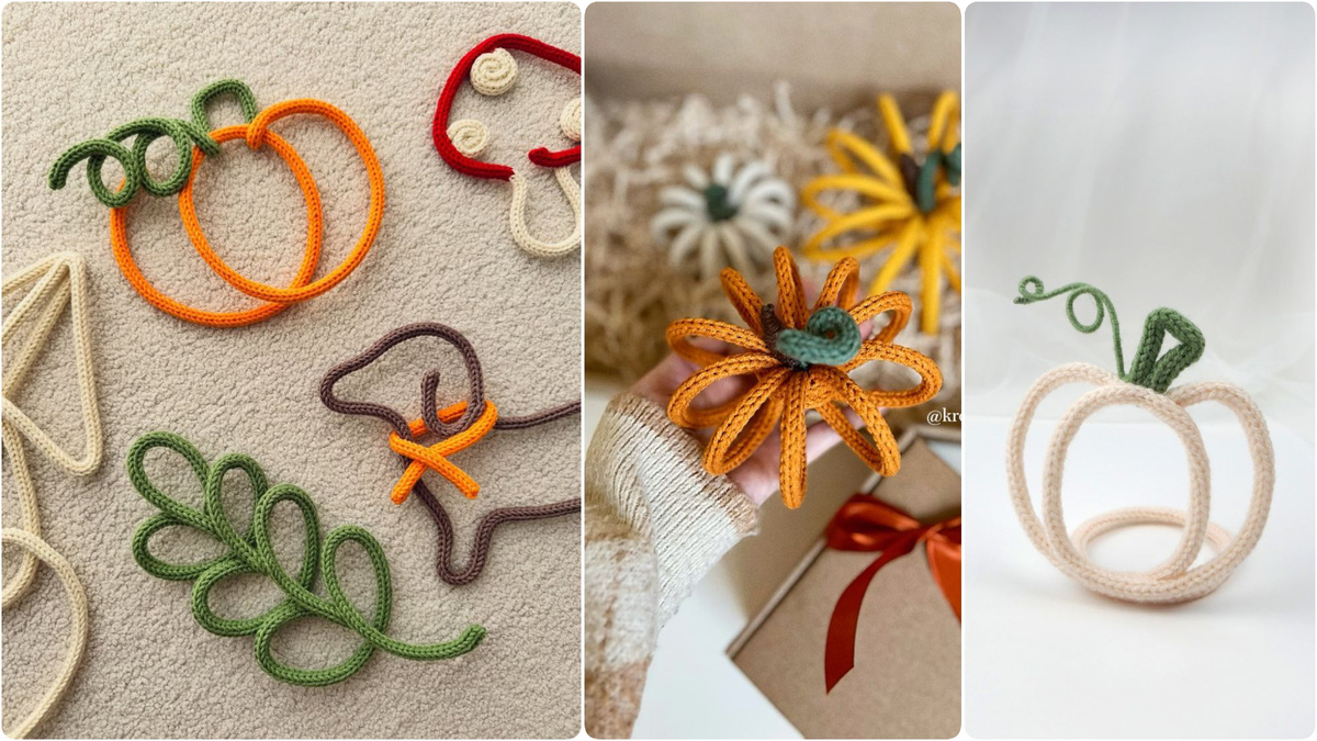 Тыквы в технике трикотин. Источник: Pinterest 