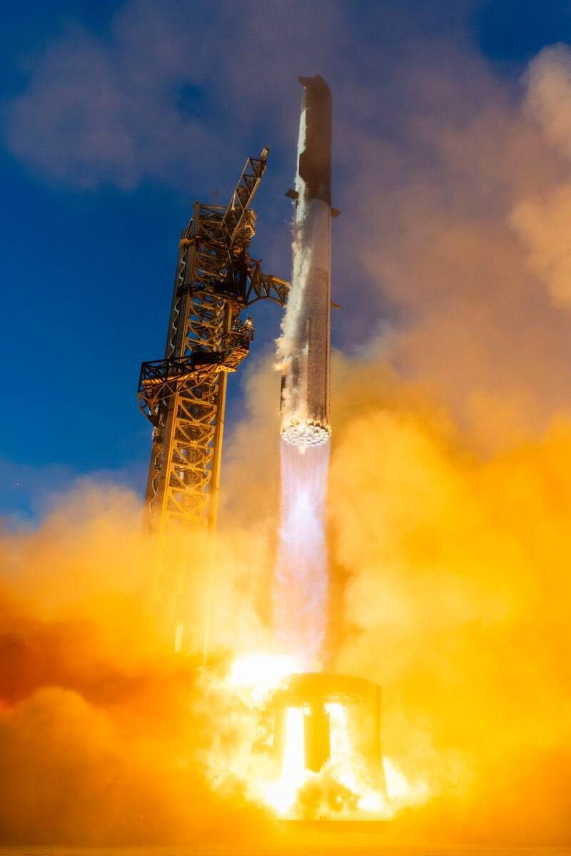 Старт Starship 14 октября 2025 года, фото SpaceX
