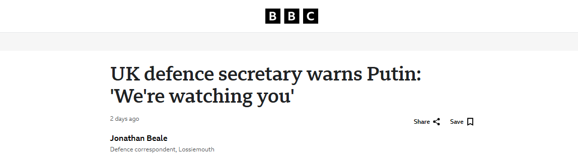 Министр обороны Великобритании предупреждает Путина: «Мы за вами следим»