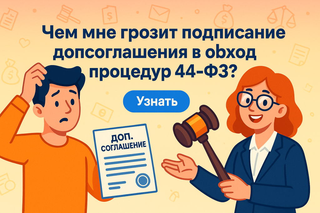    Чем мне грозит подписание допсоглашения в обход процедур 44-ФЗ?