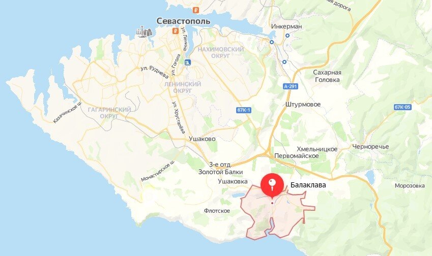 Расположение Балаклавы в Крыму на карте