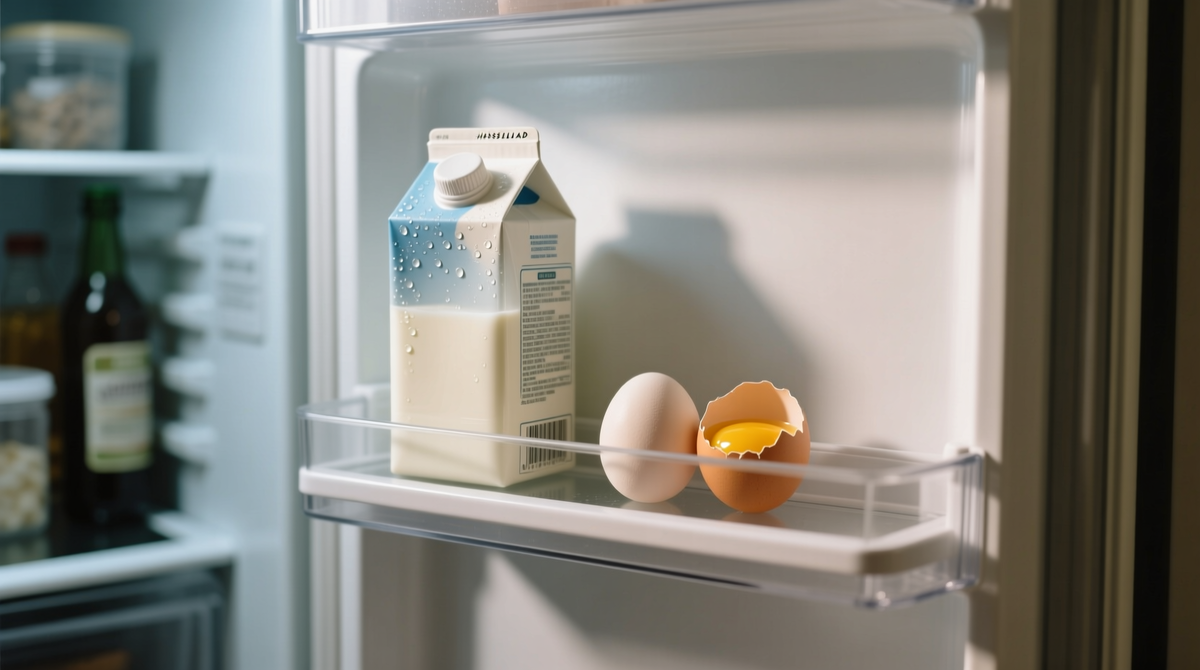    В дверце холодильника нельзя хранить скоропортящиеся продукты