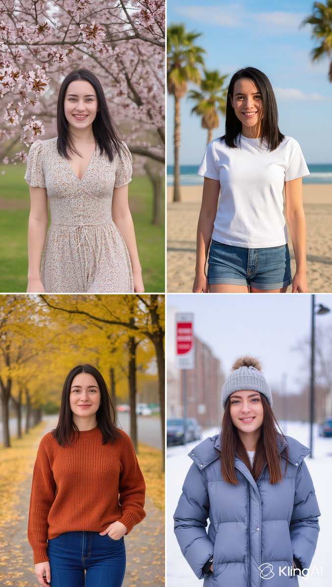 Девушка в разные времена года