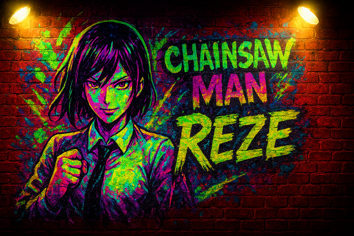 Фан арт от автора. Граффити на стене Chainsaw Man: Reze Arc