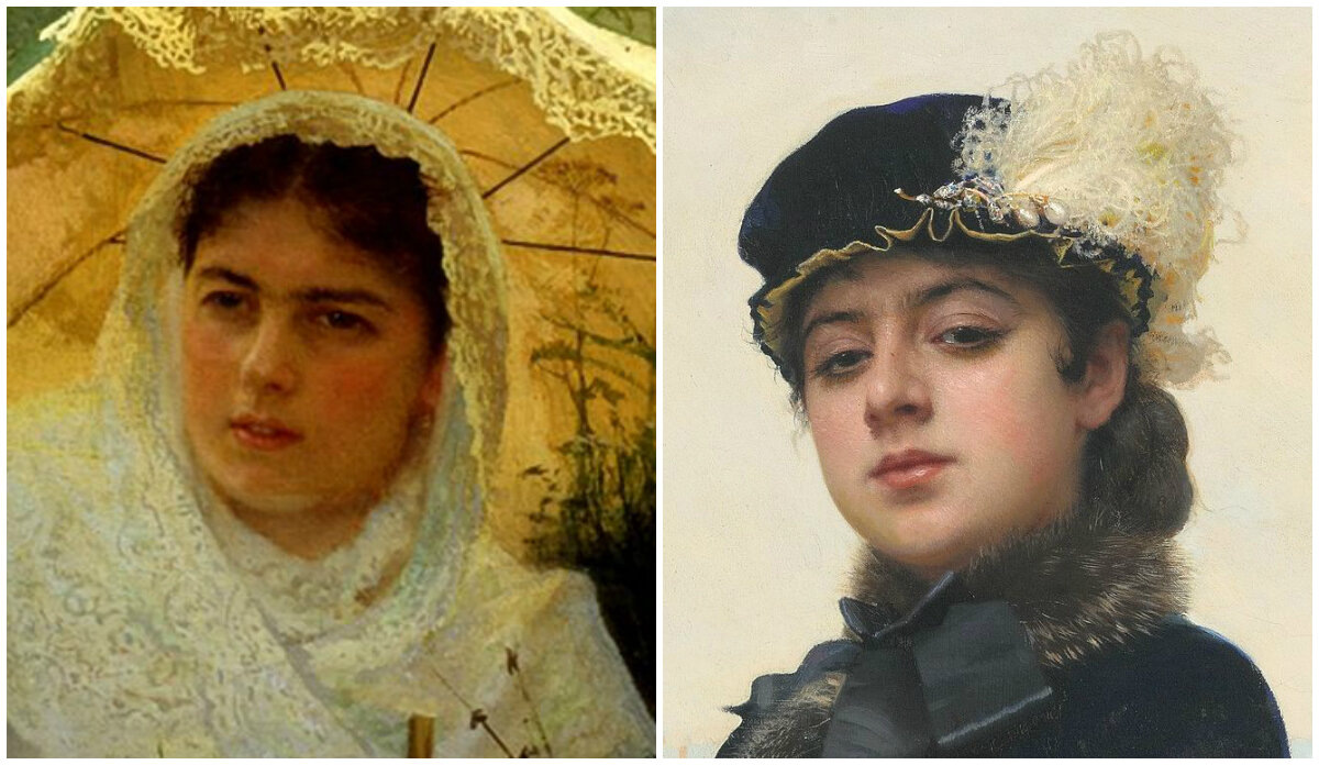 Слева: Матрёна Саввишна, справа: картина "Неизвестная"