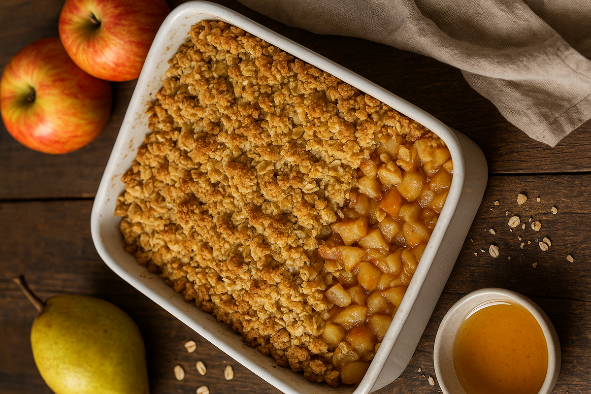 Грушево-яблочный крамбл с овсяными хлопьями
