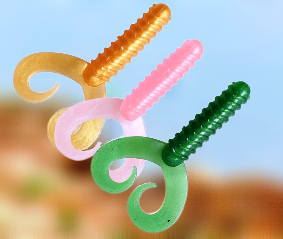 Рыболовные приманки - твистеры с раздвоенным хвостом