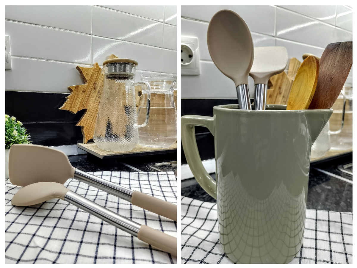 Силиконовые лопатка и ложка из магазина "Ещё".