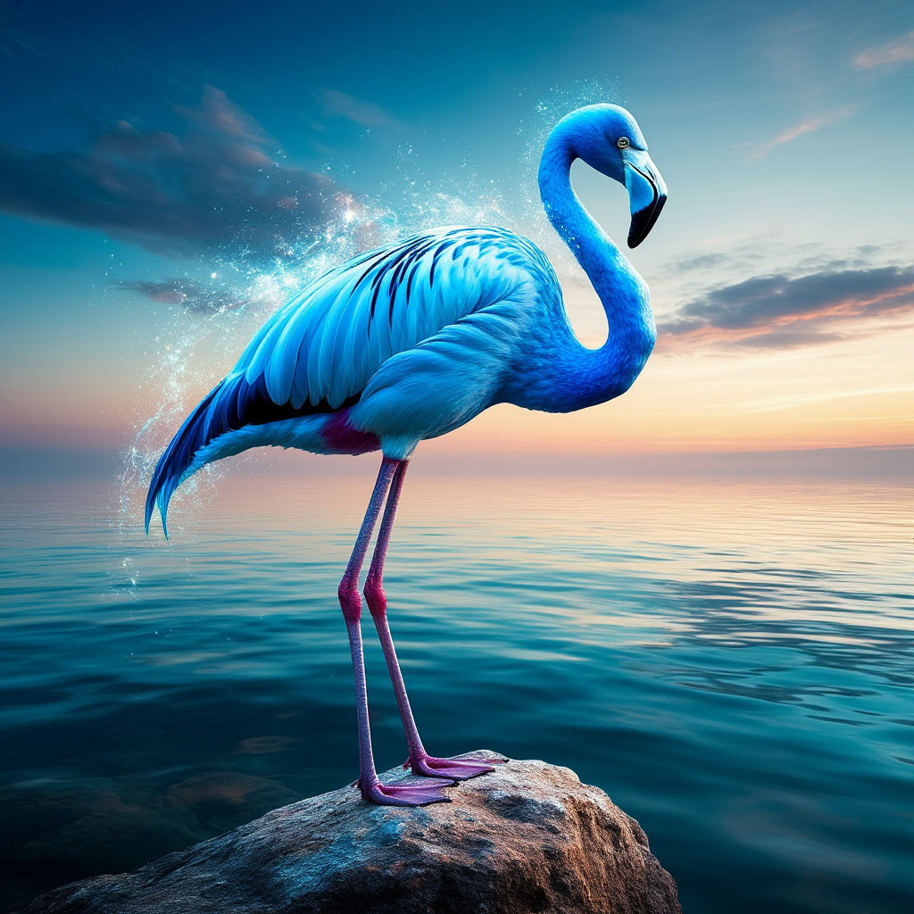 Иллюстрация "Нуль-пространство и фламинго" создана сетью Шедеврум