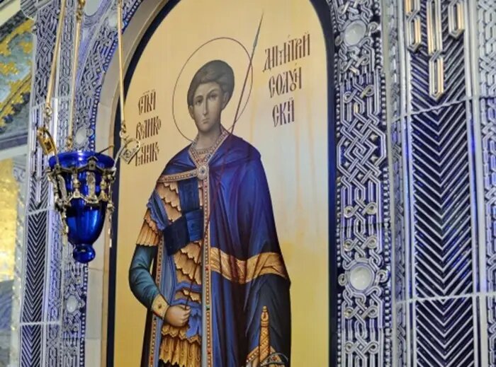  Икона святого Дмитрия Солунского в Главном храме Вооруженных сил РФ в парке "Патриот"   © РИА Новости. Александр Мельников