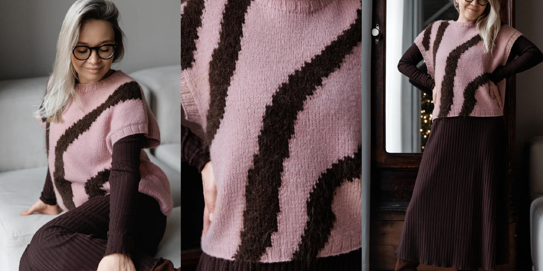 Жилет спицами в технике интарсия. Готовые наборы с описанием