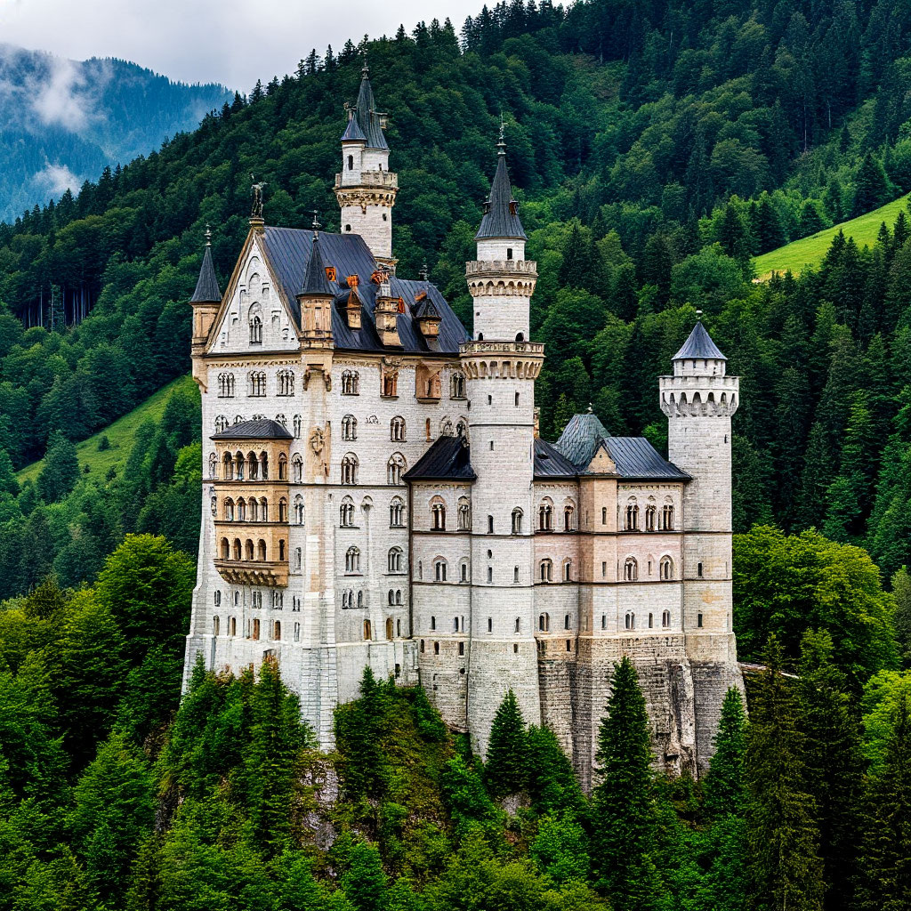 Замок Нойшванштайн, фото сделано с помощью ИИ