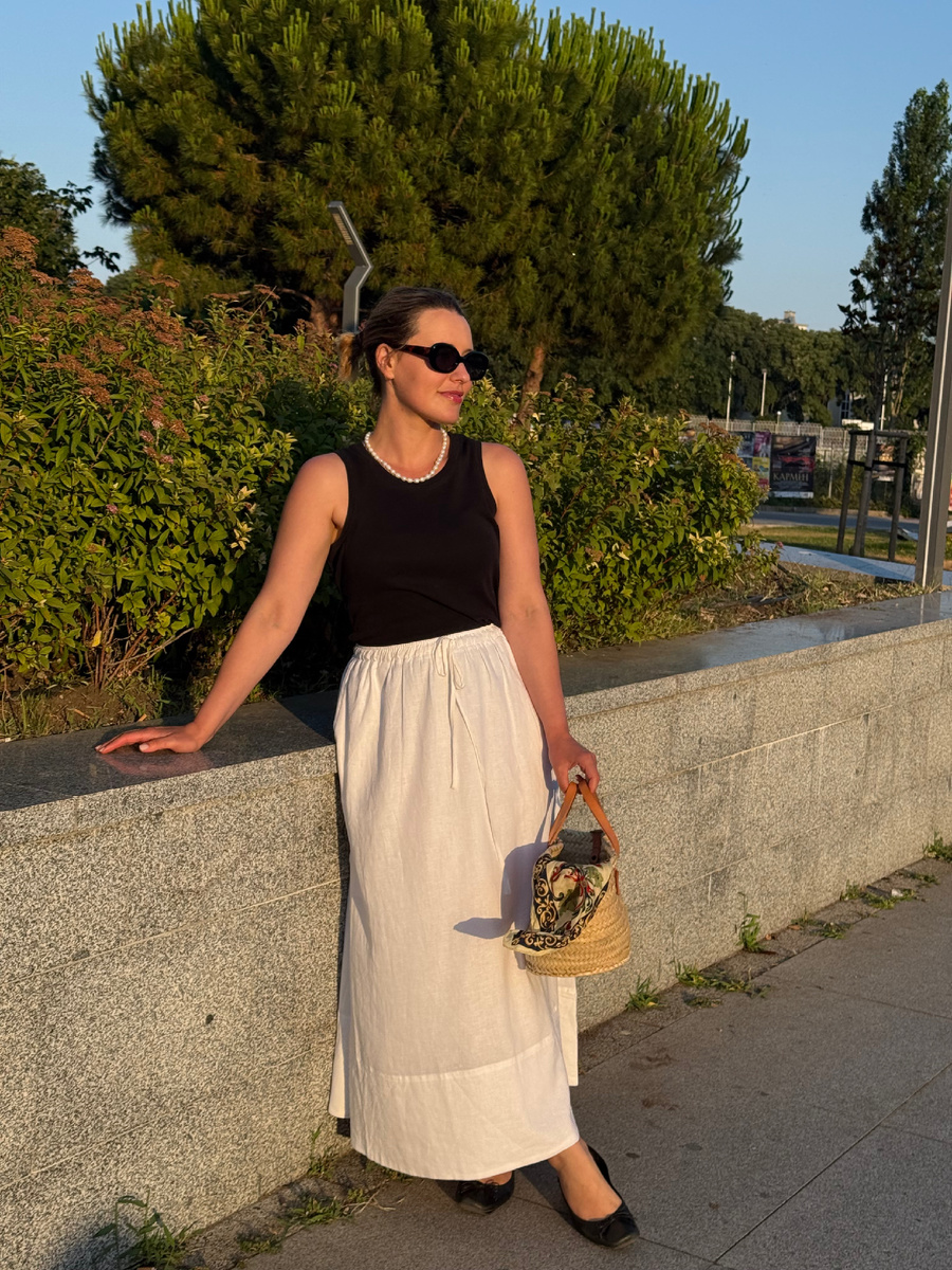   Белая юбка на лето, готовый образ