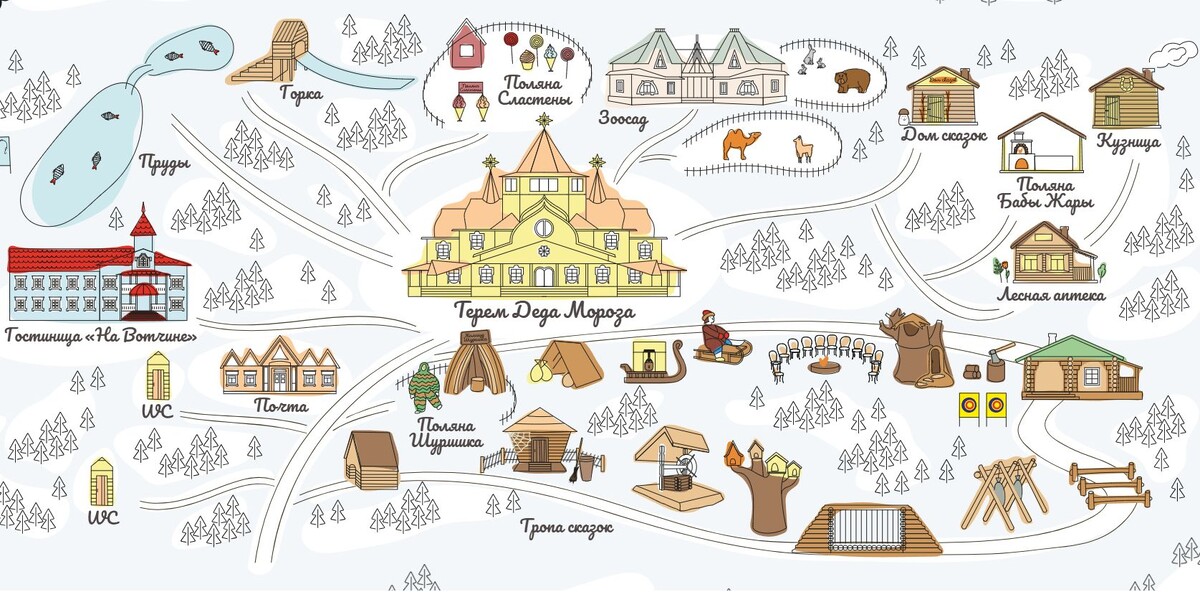 Схема резиденция Деда Мороза. С сайта Дом Деда Мороза в Великом Устюге: dom-dm.ru