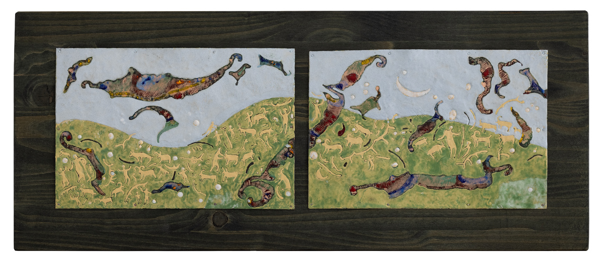 Суслов Александр Васильевич, 1947. Сибирь - Центр. Диптих. 2022. Медь, горячая эмаль 