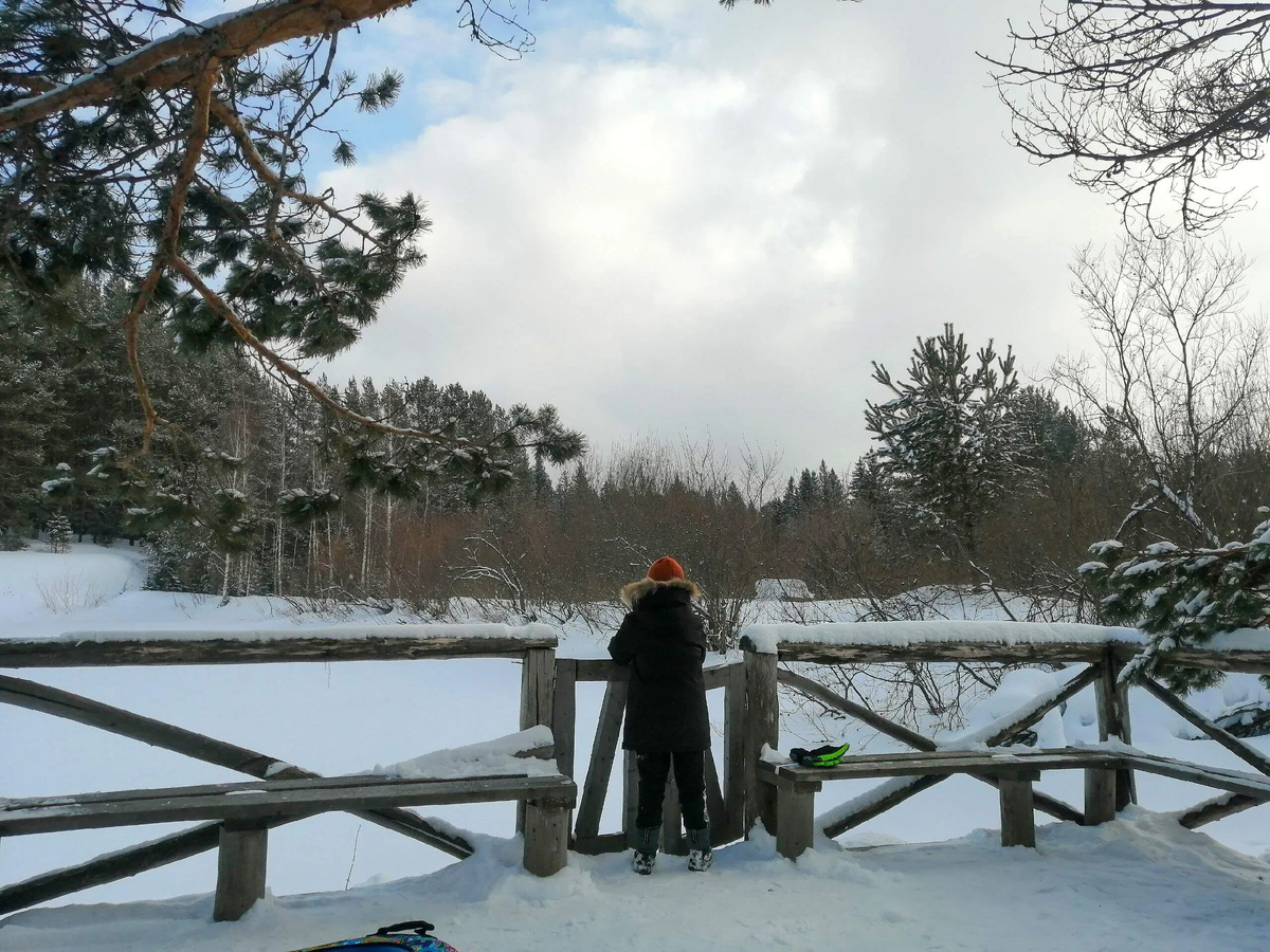 А тут вид на пруд