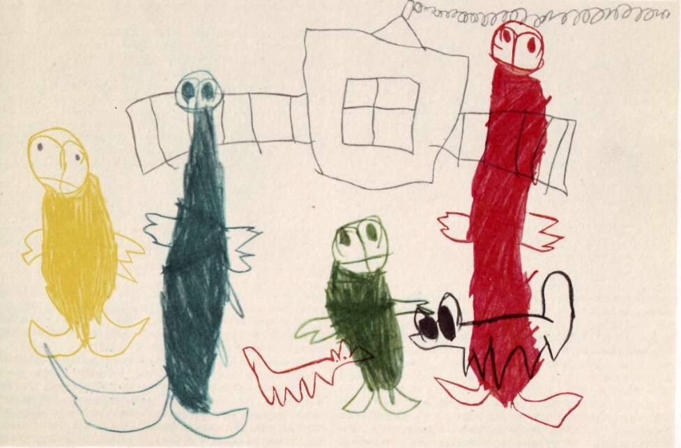 Рисунок Олега «Папа, мама и я» (7 лет)