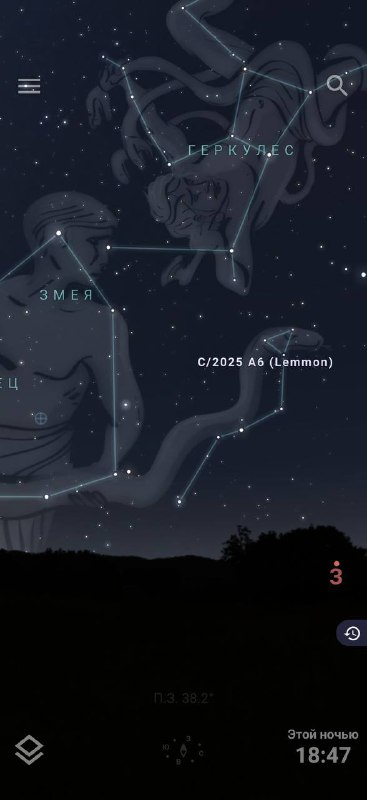 Скриншот из приложения Stellarium