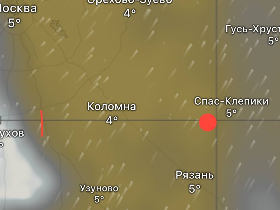 Скриншот из приложения Windy. Прогноз облачности, пример.