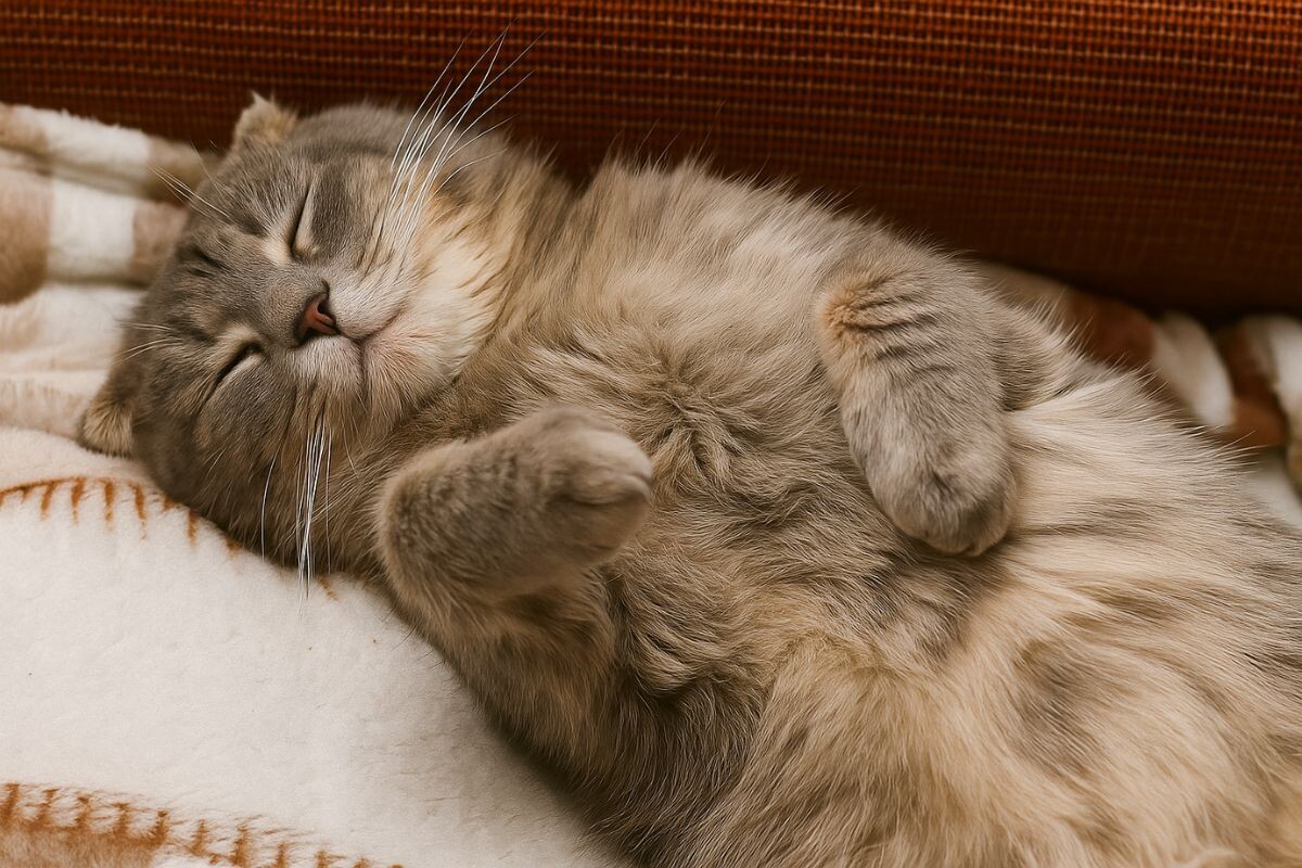 Кошка дрожит, когда спит 