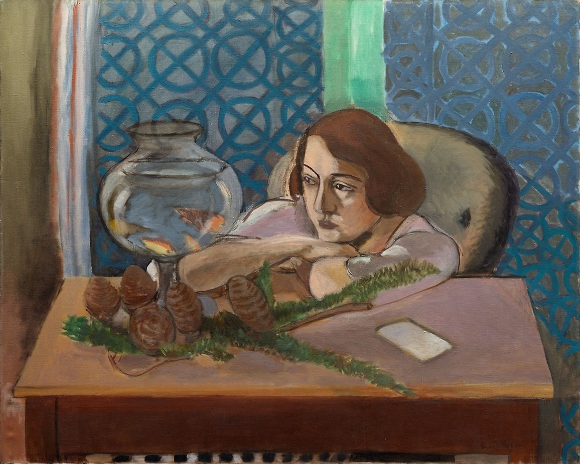 Женщина перед аквариумом. Художник – Анри Матисс (фр. Henri Matisse, 1869–1954). Чикагский институт искусств