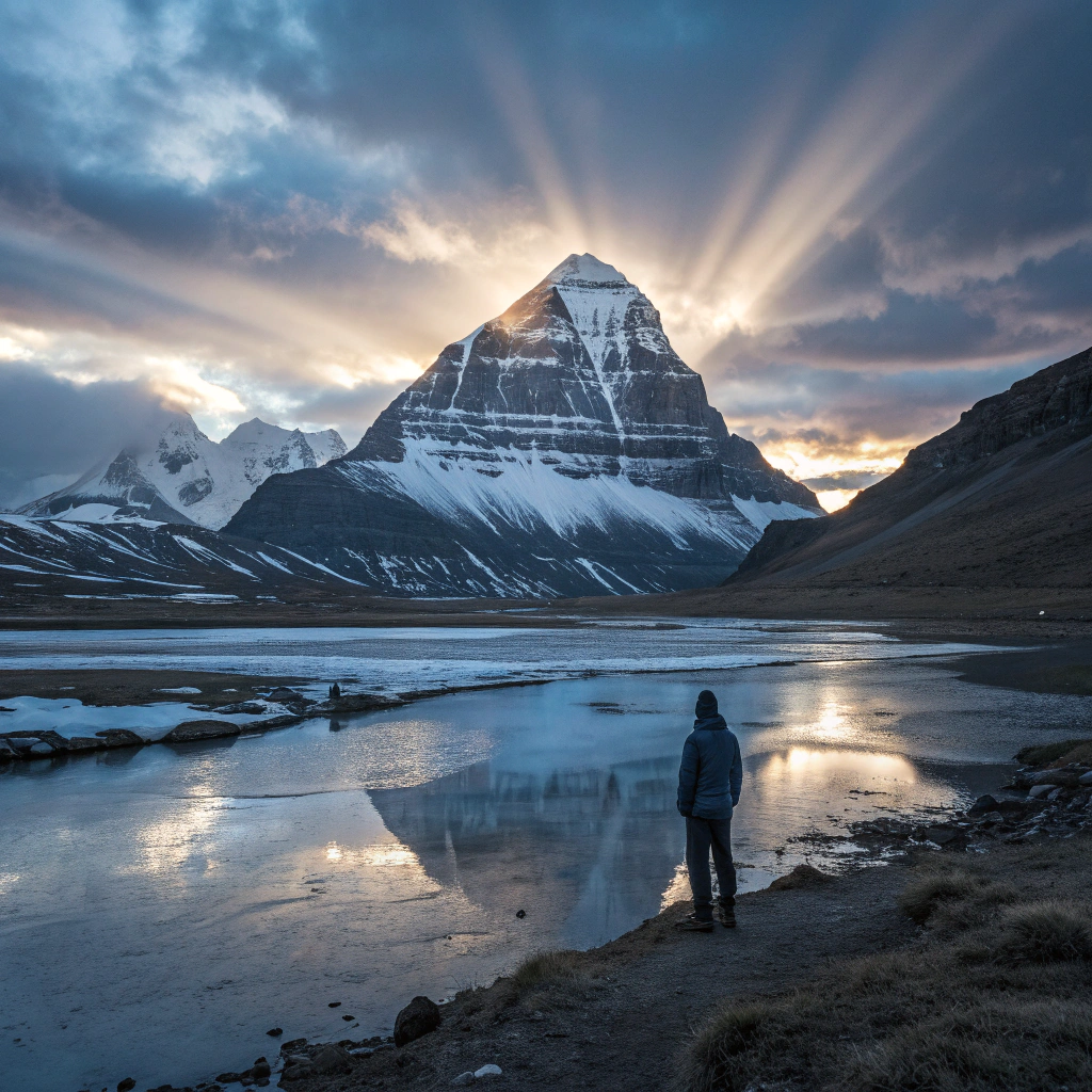 Гора Кайлас, ось мира. Изоброажение сгенерировано ИИ