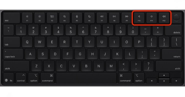    Вот те самые клавиши, которые регулируют звук. Изображение: Apple