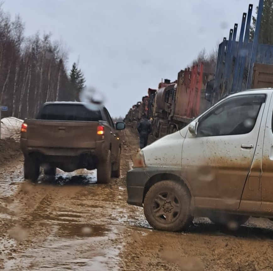 Обычная летняя картина на дороге "Мухтуя" (Мирный - Ленск)