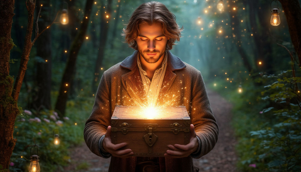 Круг завершения: путник, пройдя через все миры, возвращается к исходной точке и обнаруживает, что источник света, который он искал, всегда исходил из его собственной груди, освещая путь домой — к самому себе.