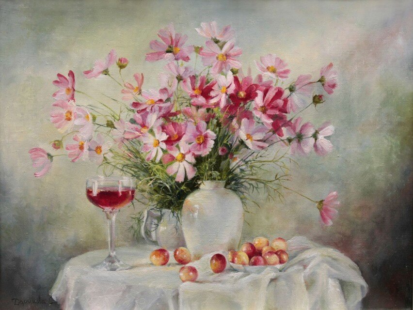 Ярко и нежно передает красоту цветущего букета автор