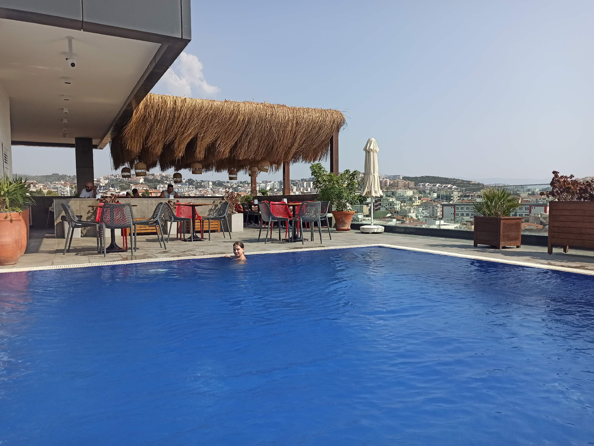 Уютный бассейн на крыше отеля