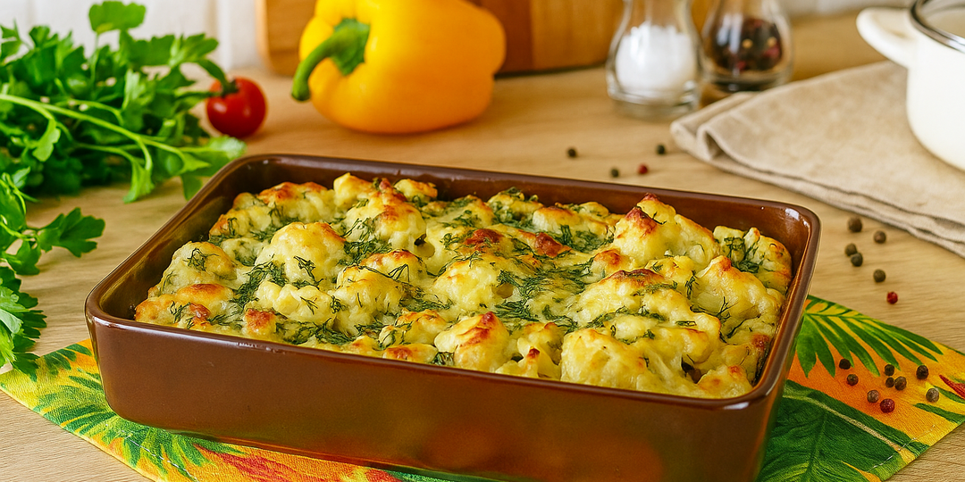 Цветная капуста, запечённая под сырным «одеялом»