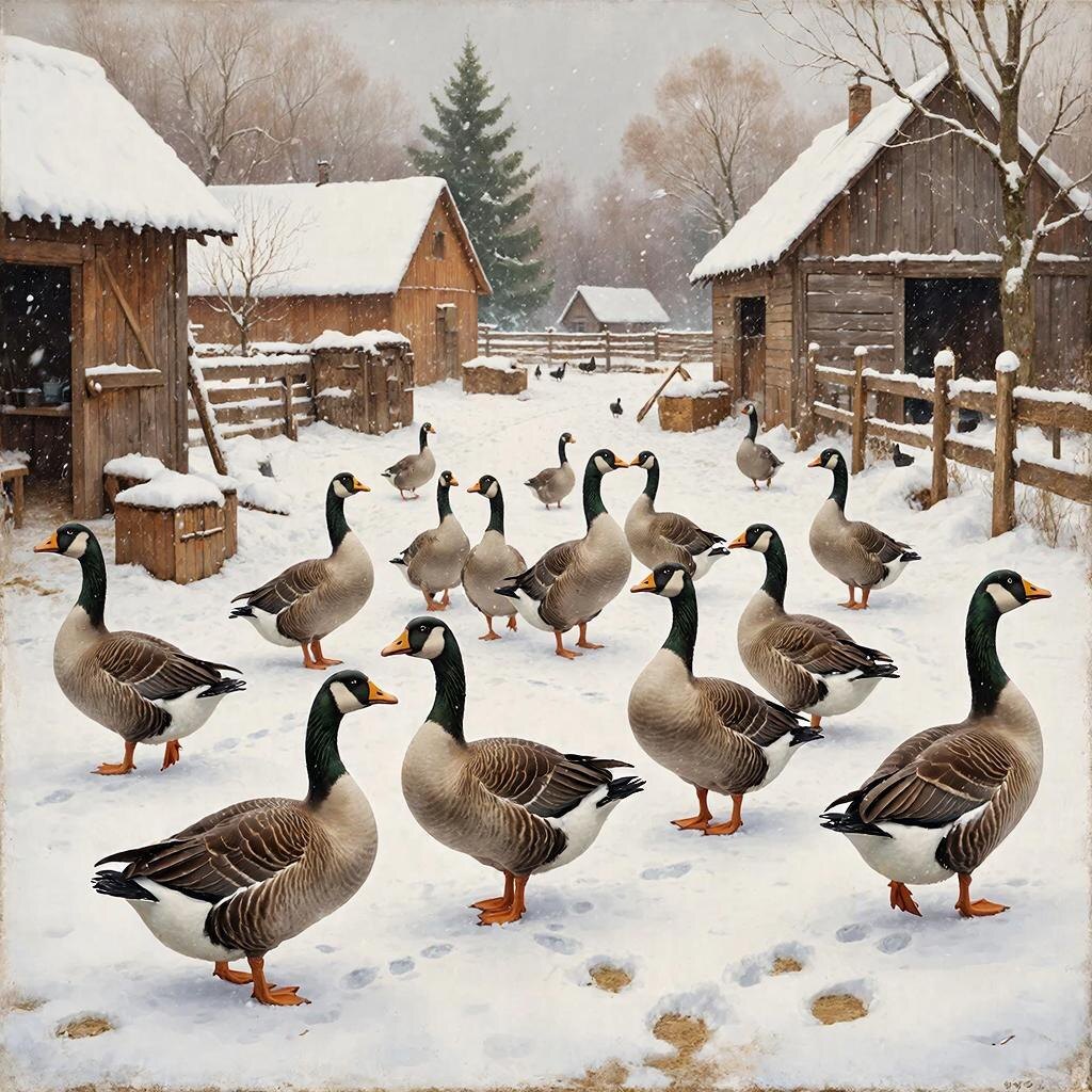 Гуси. Изображение сгенерировано сервисом GigaChat 