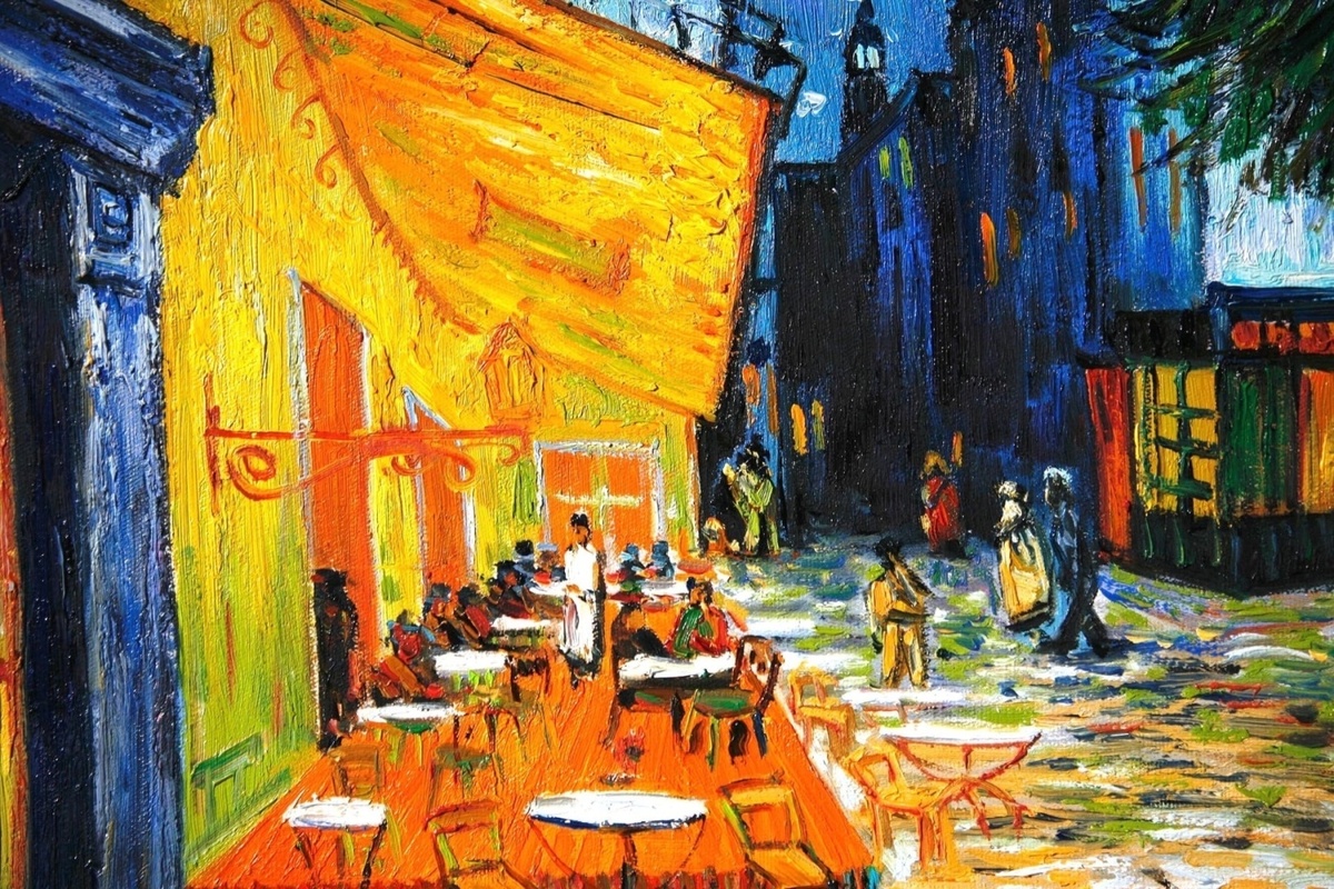   Винсент ван Гог, «Ночная терраса кафе» (фрагмент), 1888 г., общественное достояние