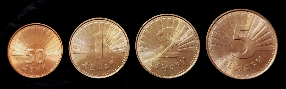 50 дени, 1, 2 и 5 денаров Македонии