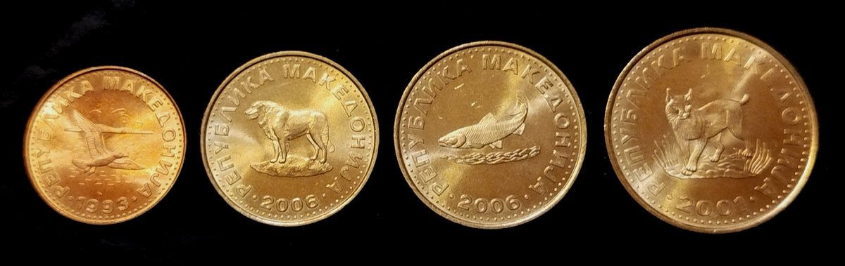 50 дени, 1, 2 и 5 денаров Македонии