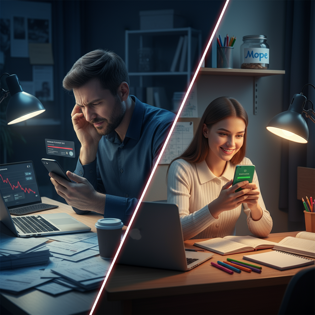 «менеджер в долгах» и «студентка с накоплениями»