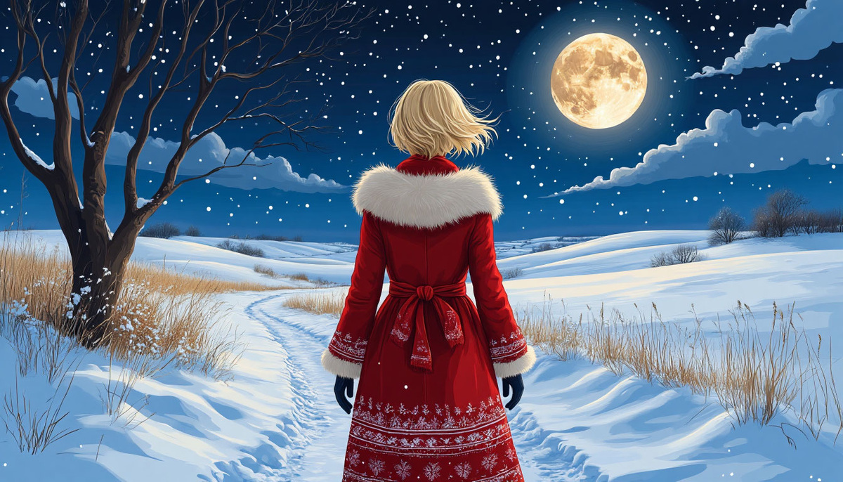 Зимняя ночь в степи. Изображение от ИИ Шедеврум