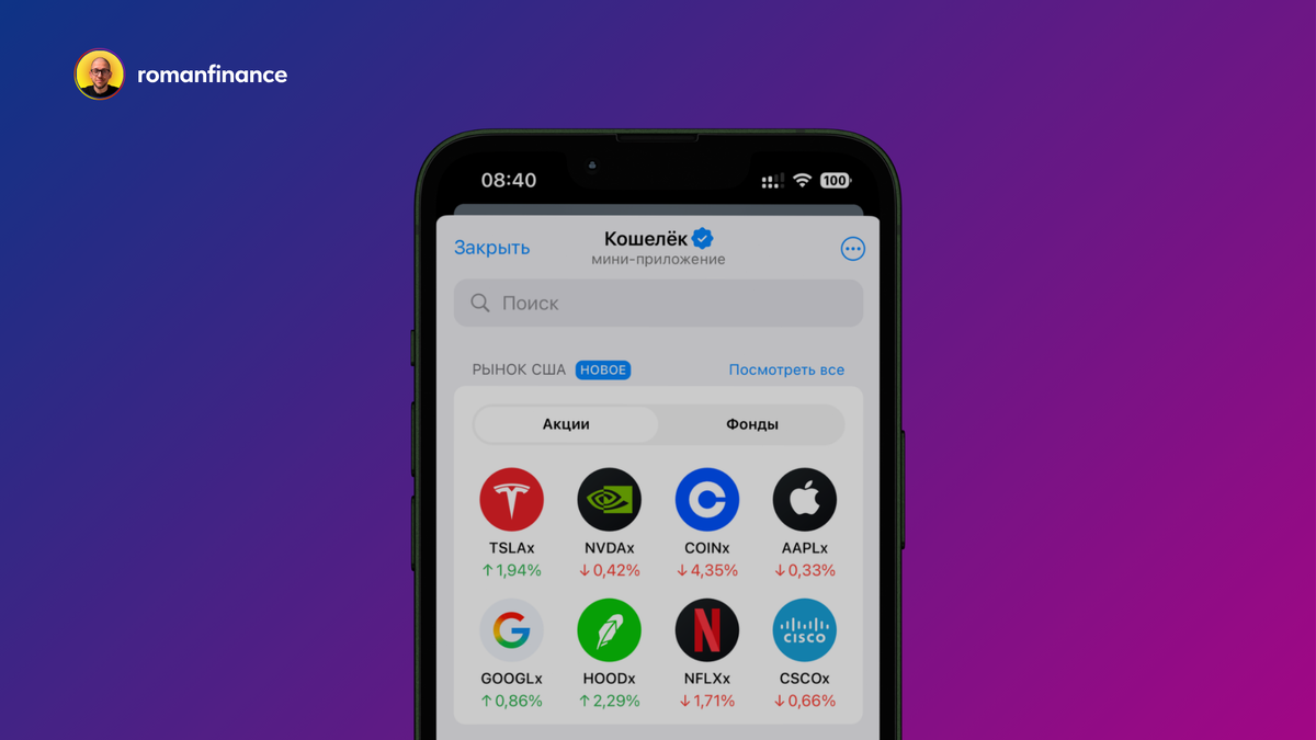 Экран приложения «Кошелек» в Telegram. Источник: личный фотоархив