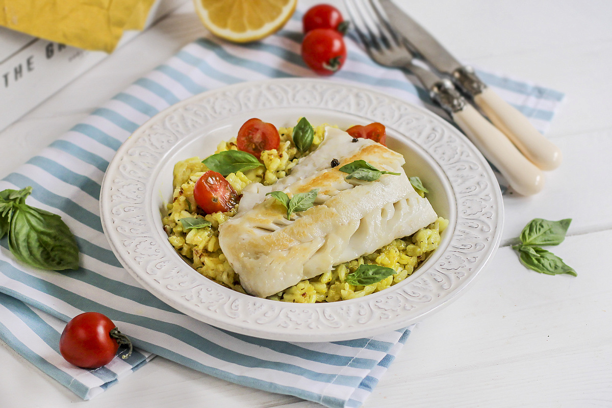 Ризотто «Милаццо» с киноа, треской и пармезаном