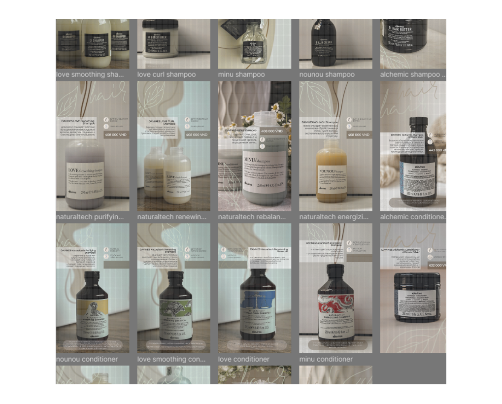 карточки товаров для социальных сетей (в стилистике брендбука салона)